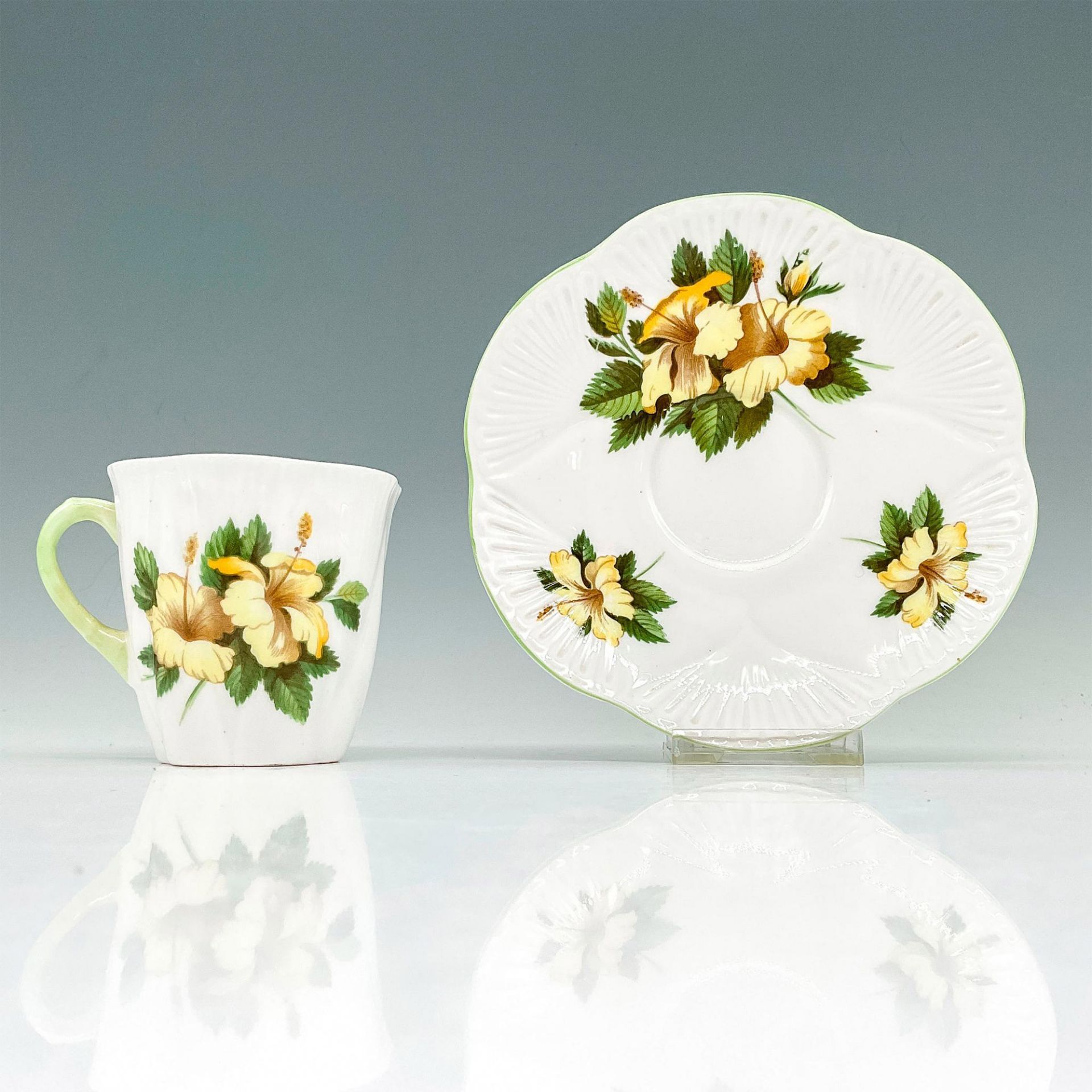 Shelley China Demitasse Cup and Saucer, Hibiscus - Image 2 of 4