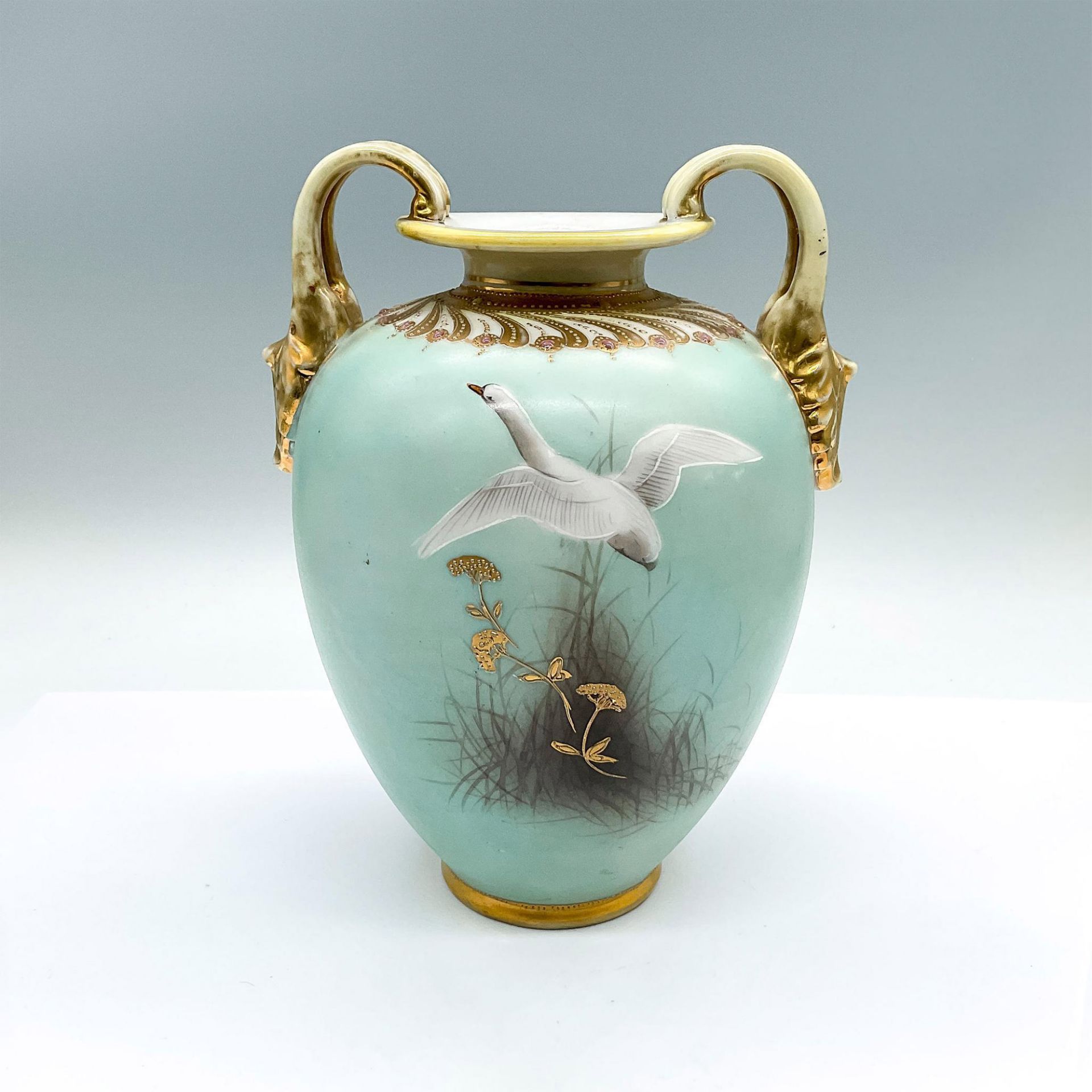 Morimura Bros. Nippon Porcelain Painted Geese Vase - Bild 2 aus 3
