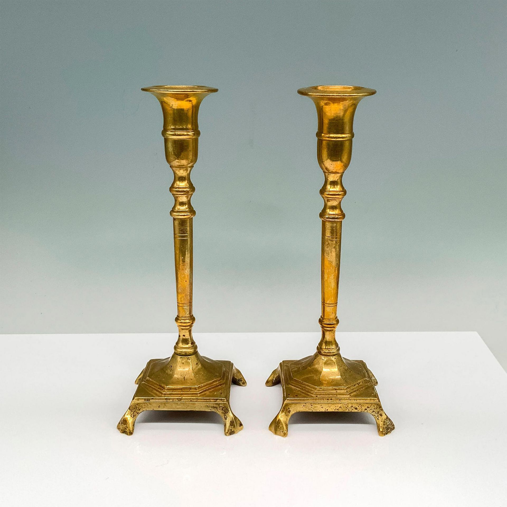 Pair of Skinny Brass Candlesticks - Image 2 of 3