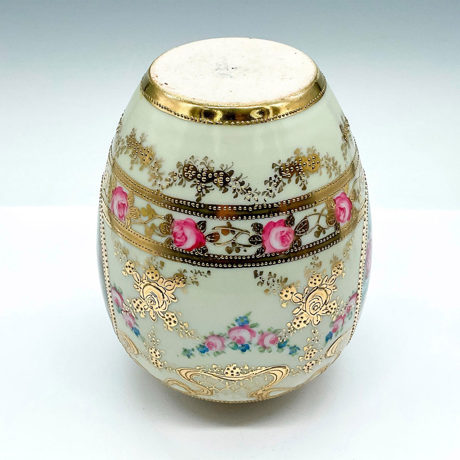 Hand Painted Urn Shaped China Vase, Gold Gilt & Floral - Image 3 of 3