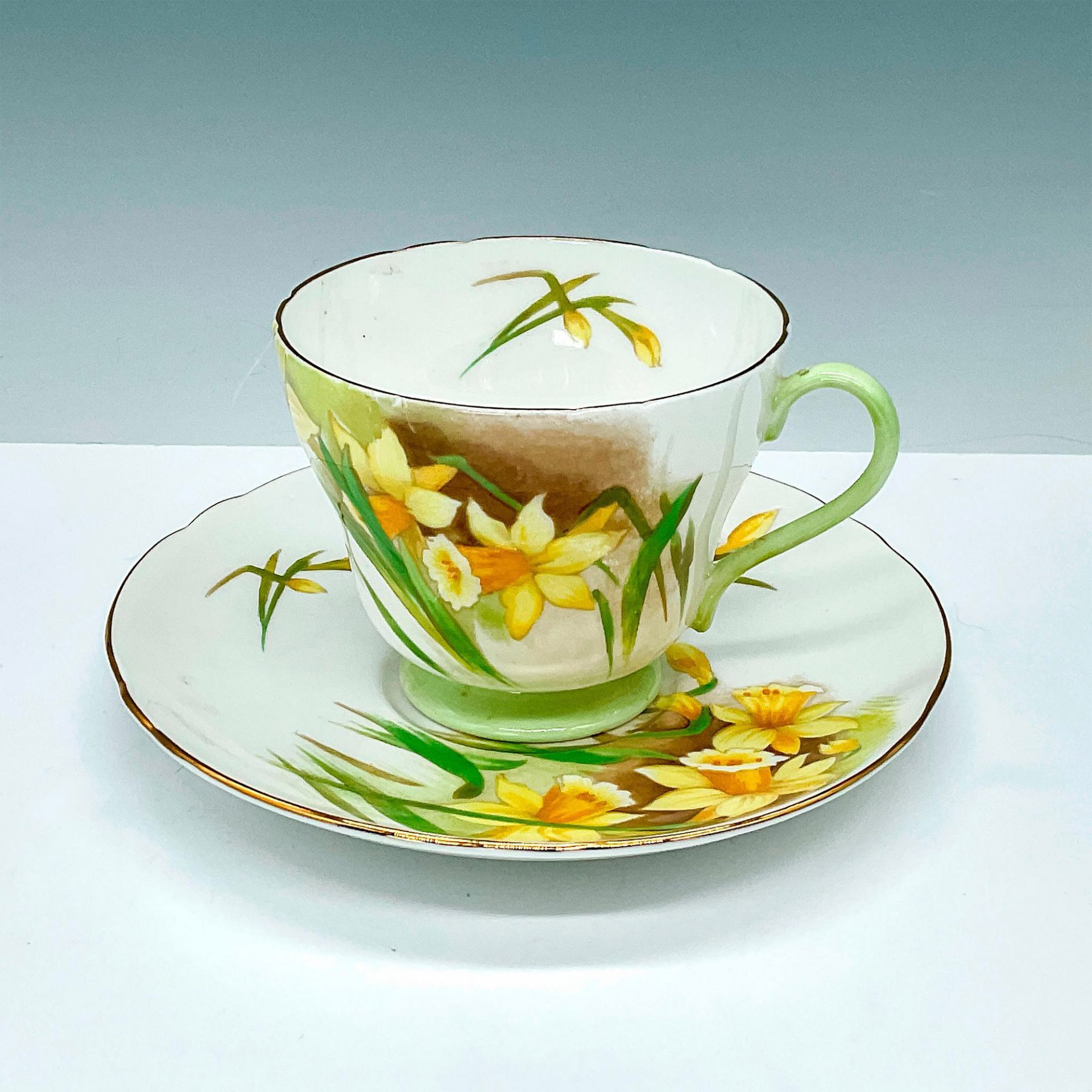 Shelley China Teacup and Saucer Set, Yellow Daffodils