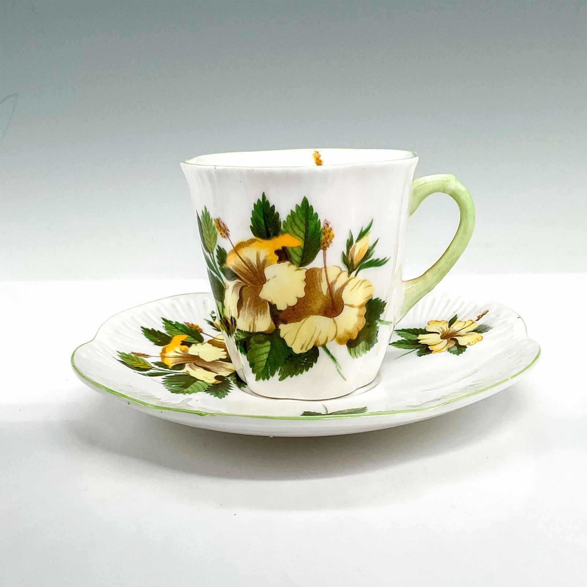 Shelley China Demitasse Cup and Saucer, Hibiscus