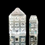 2pc Swarovski Silver Crystal Figurines, Houses