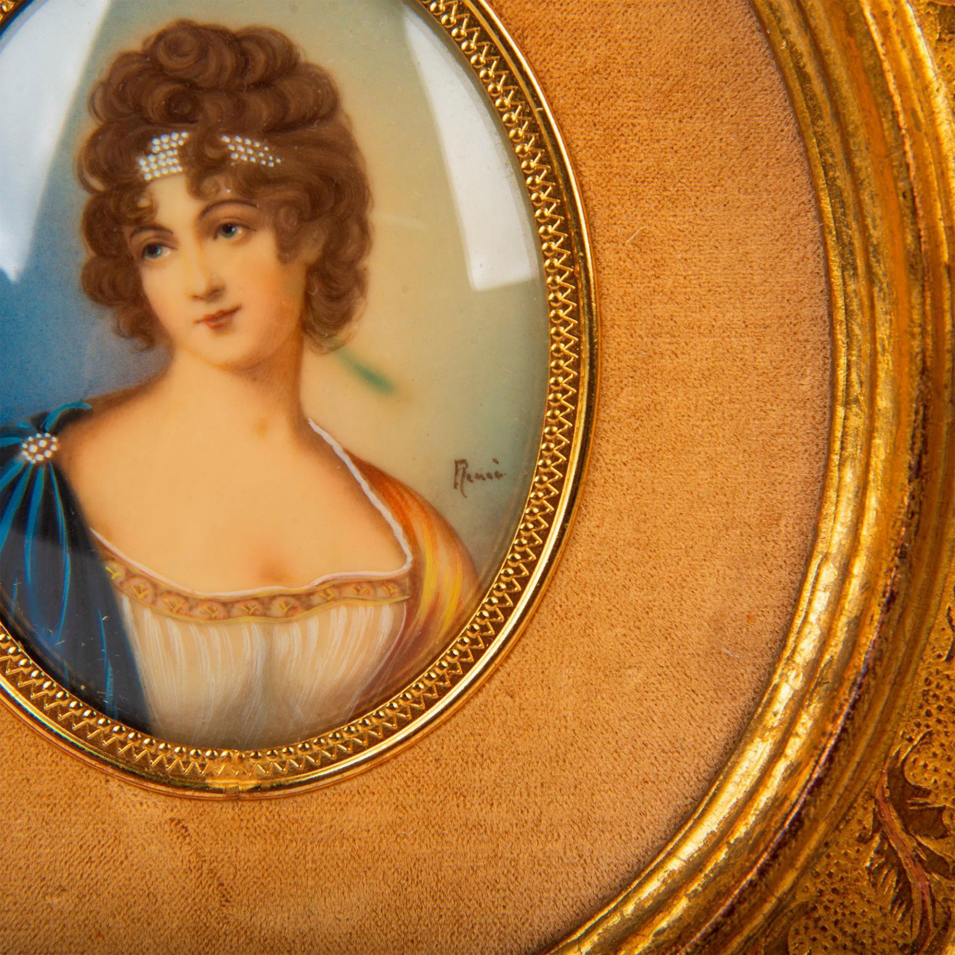 Pair of Antique Signed Framed Lady Portraits - Image 6 of 9
