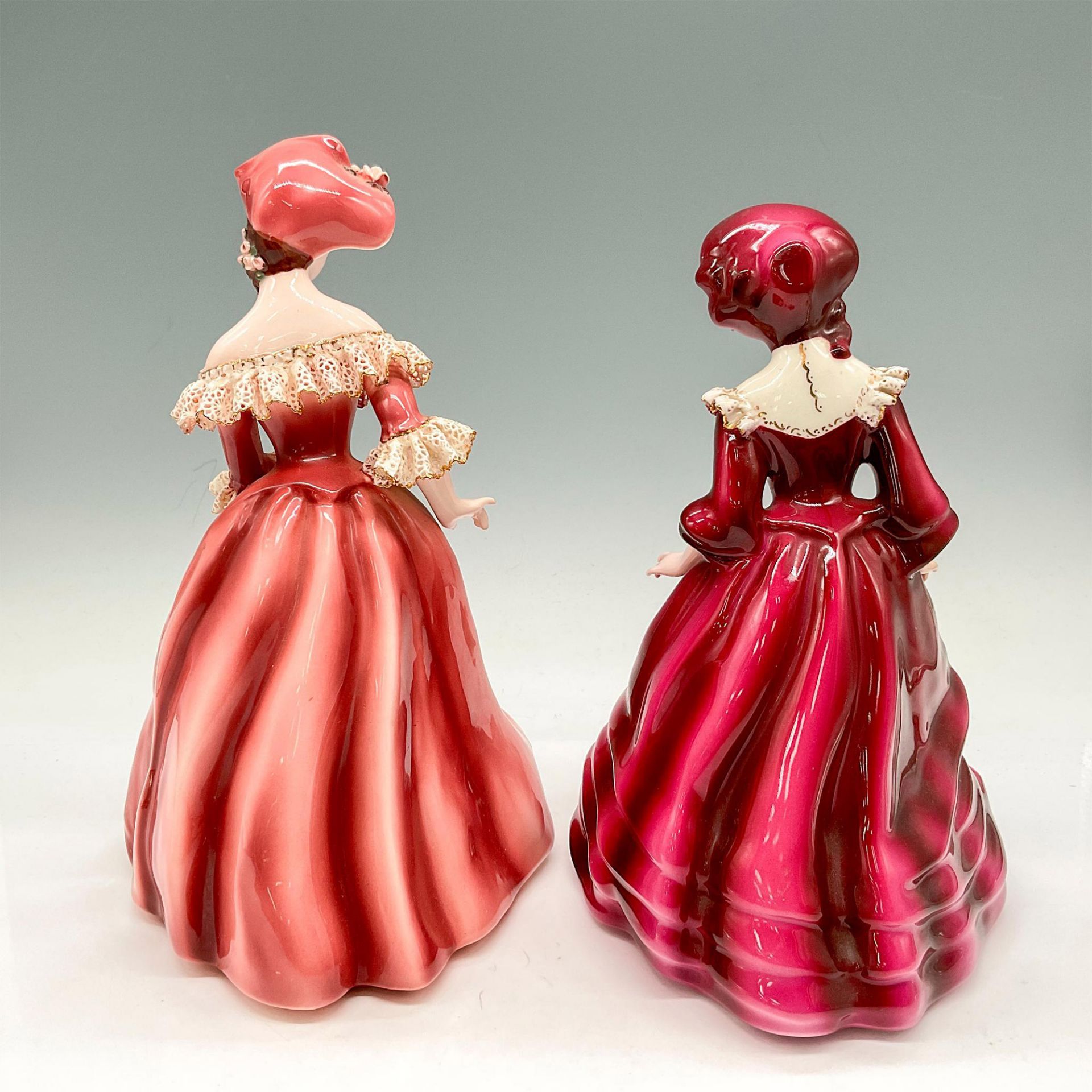 2pc Florence Ceramics Porcelain Figurines, Musette + Claudia - Image 2 of 3