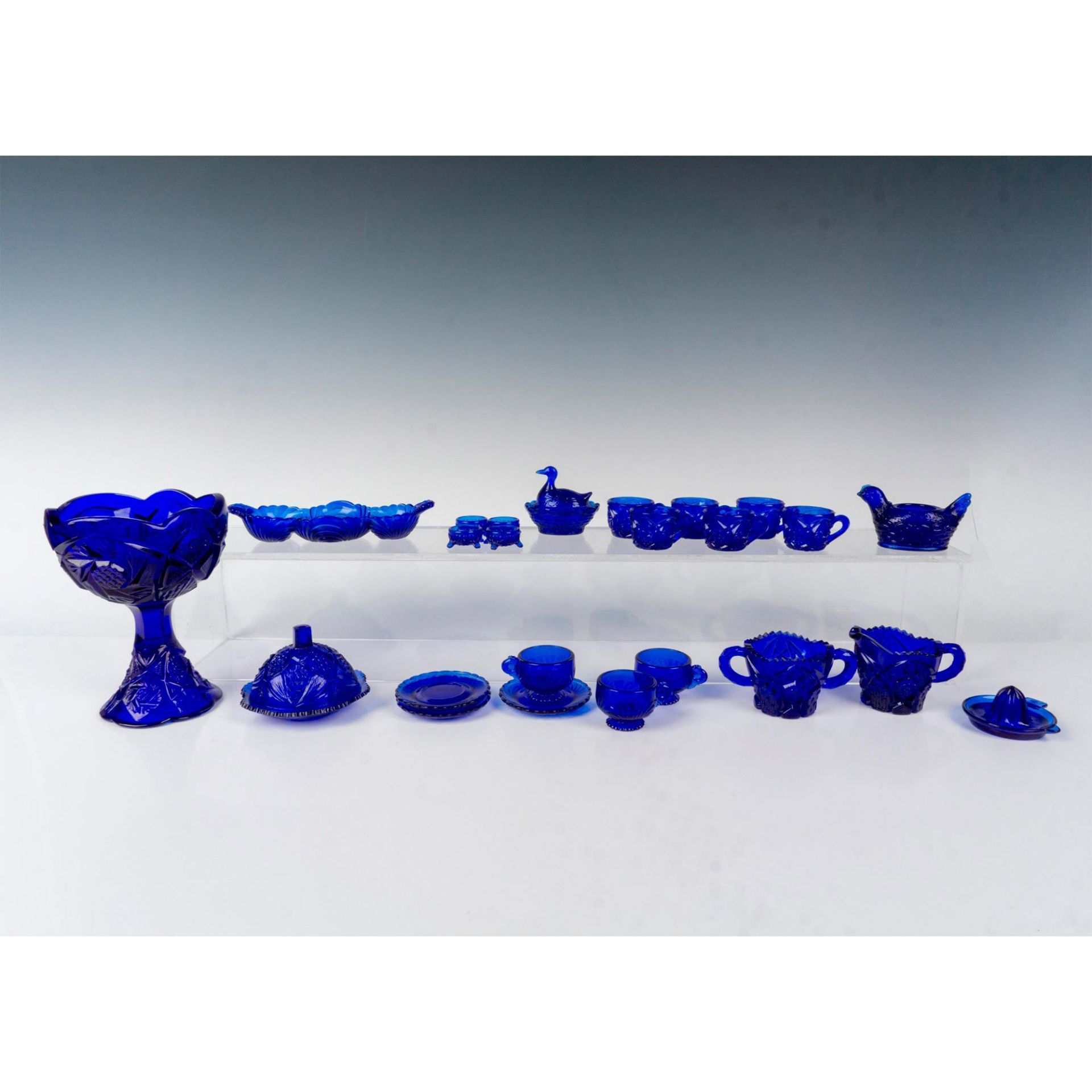 24pc Cobalt Blue Child's Glassware Grouping