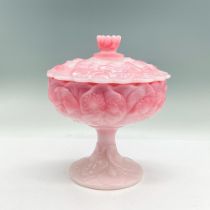 Fenton Pink Rosalene Glass Pedestal Candy Dish, Water Lily