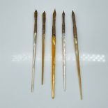 5pc Antique Fountain Pens Grouping, Gold & Mother-of-Pearl