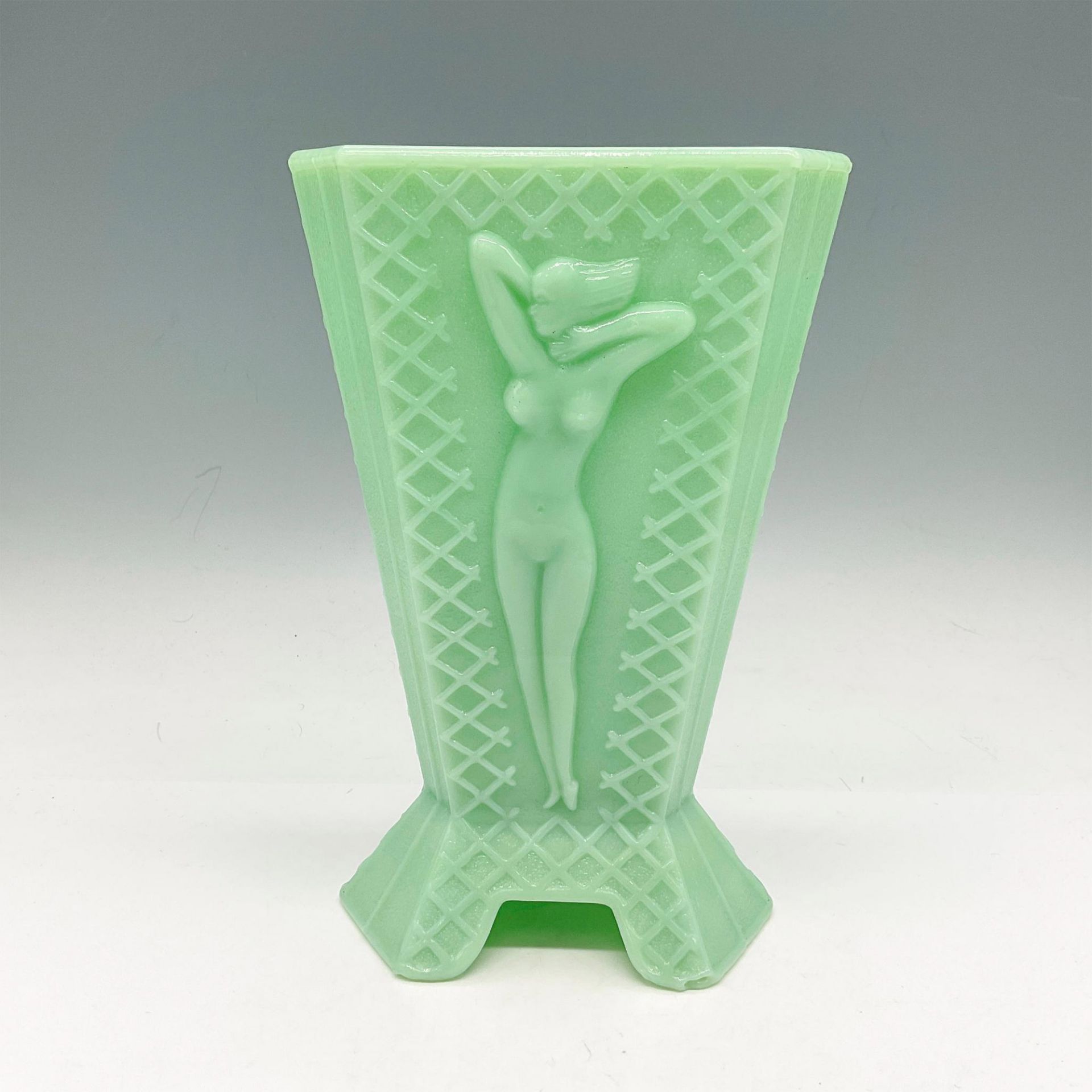 McKee Glass Nude Female Triangle Vase