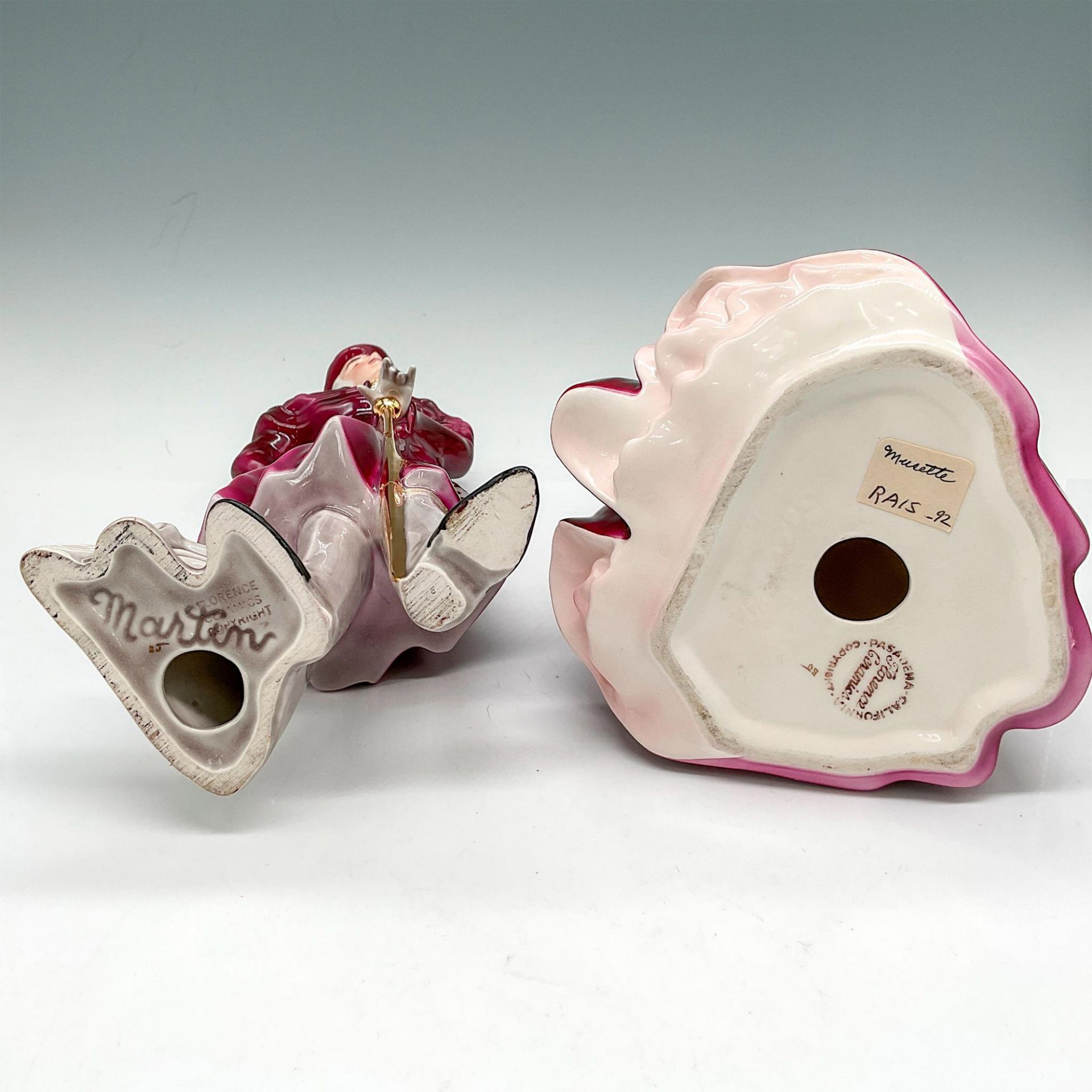 2pc Florence Ceramics Porcelain Figurines, Musette + Martin - Image 3 of 3