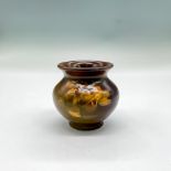 Roseville Rozane Small Brown Vase With Flowers