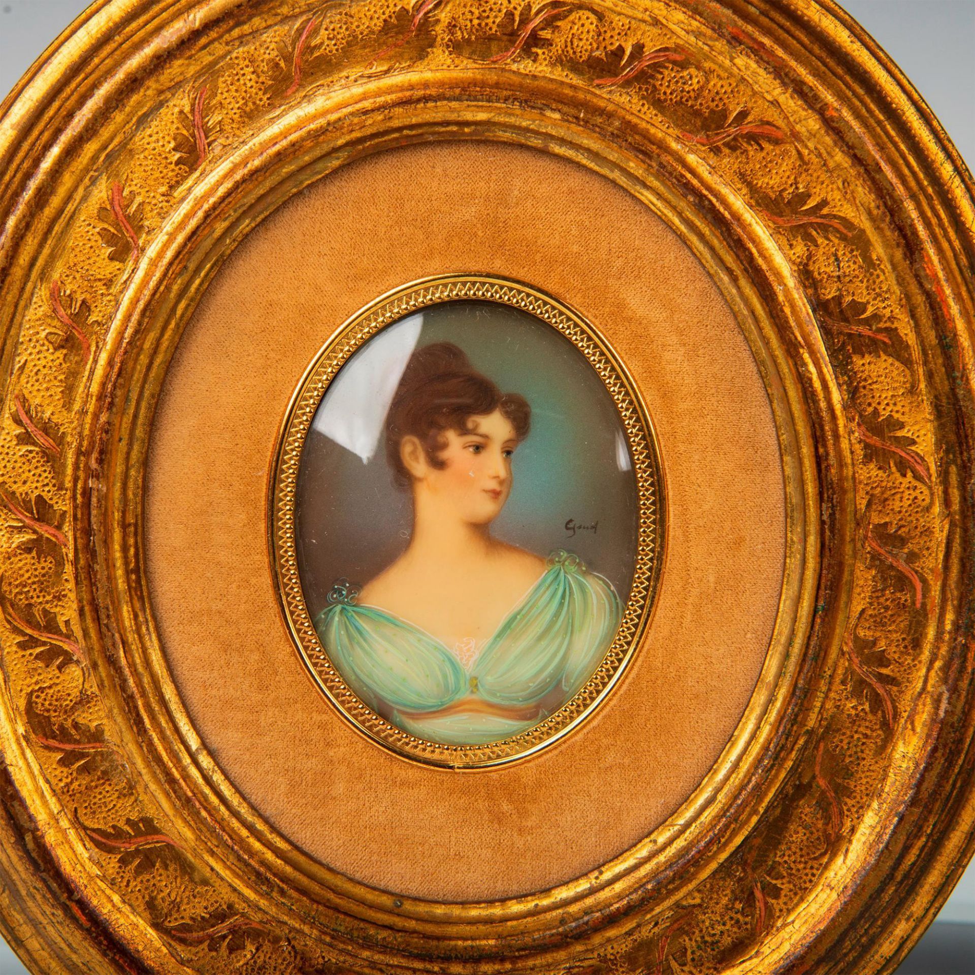 Pair of Antique Signed Framed Lady Portraits - Image 3 of 9