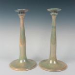 Pair of Antique Roseville Pottery Lustre Candlestick Holders