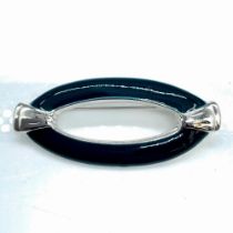 Nice Dark Blue Silver Tone Oval Brooch Pin