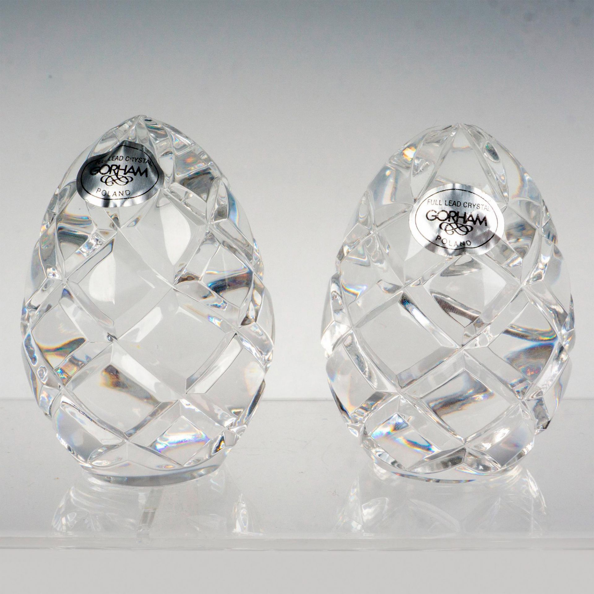Pair of Gorham Crystal Egg Paperweights - Bild 2 aus 3