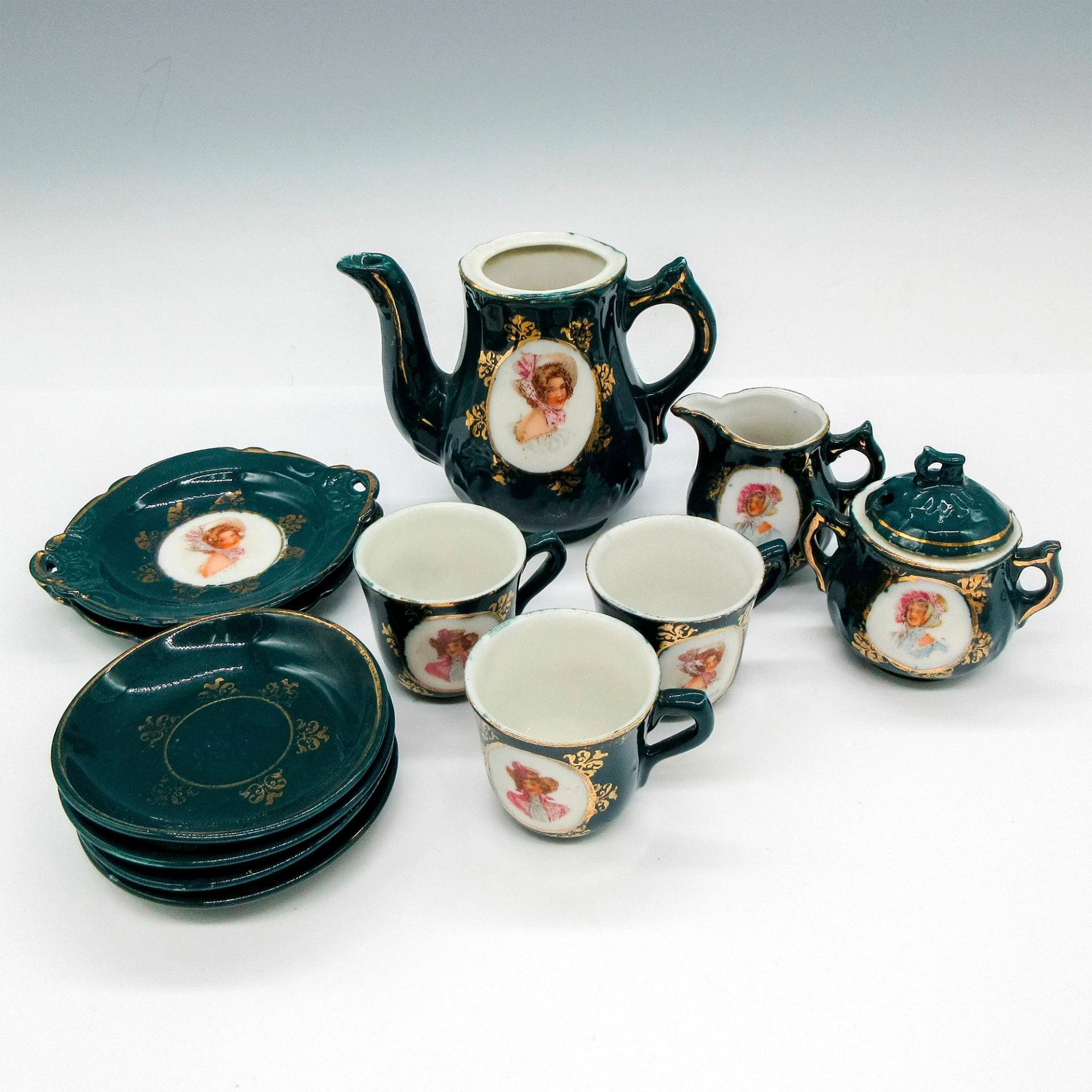 12pc Vintage Ceramic Victorian Childrens Tea Set - Bild 2 aus 3