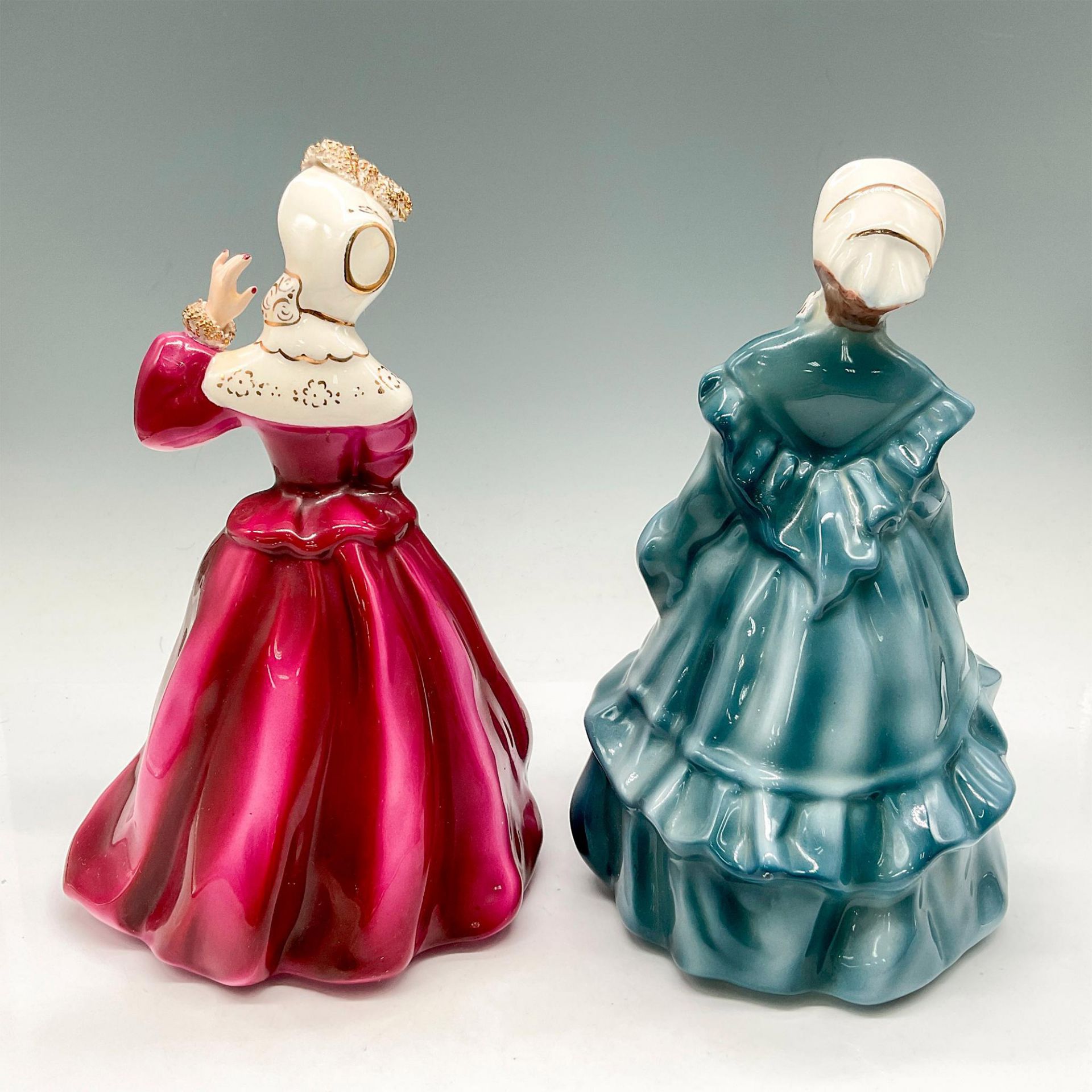 2pc Florence Ceramics Porcelain Figurines, Melanie + Clarissa - Image 2 of 3