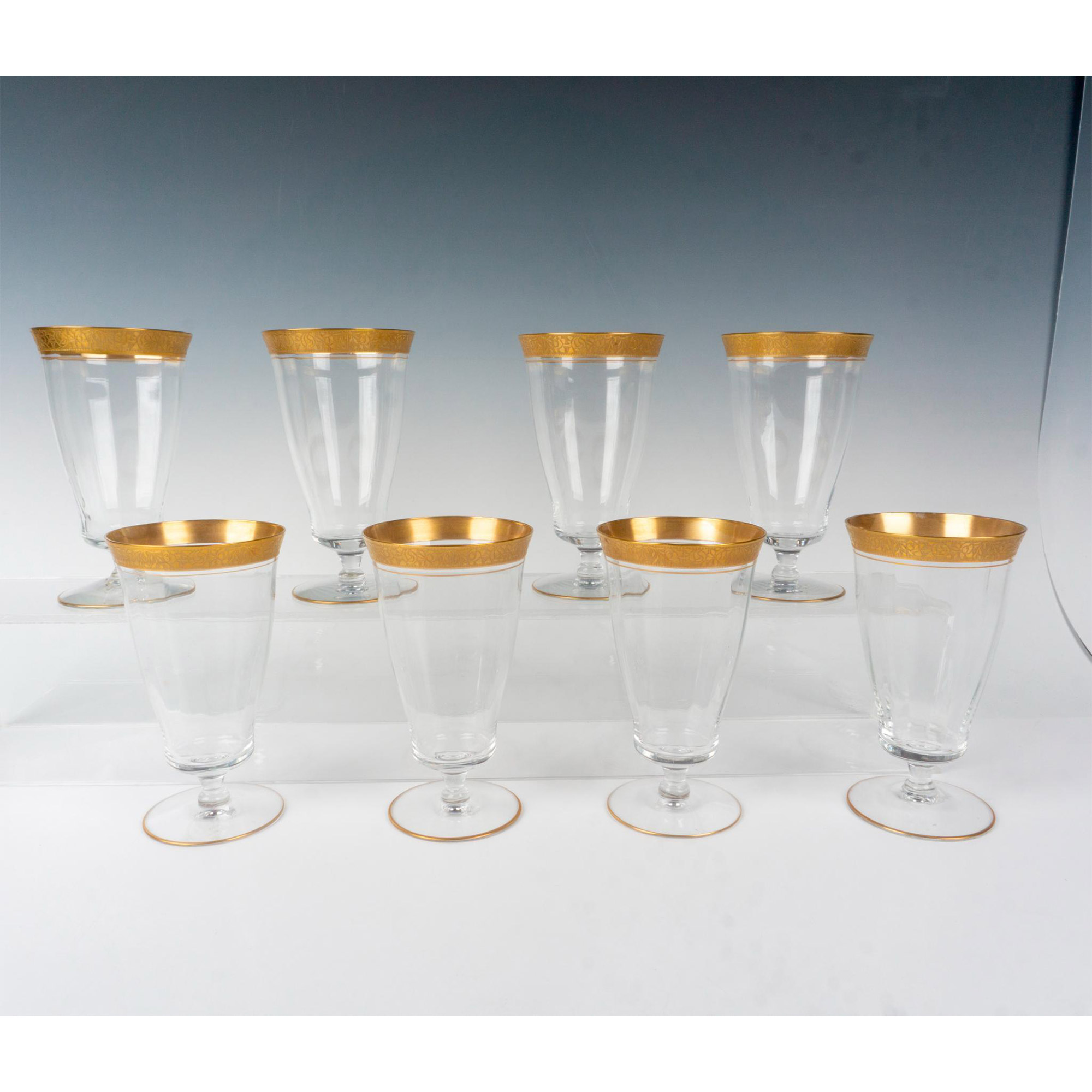 8pc Rambler Rose Gold Rimmed Iced Tea Glasses - Image 2 of 3