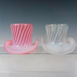 2pc Fenton Art Glass Opalescent Hat Vases