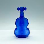 Vintage Violin Shaped Glass Bottle, Cobalt Blue