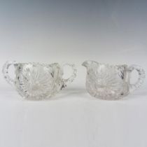 2pc American Brilliant Crystal Creamer and Sugar Bowl Set