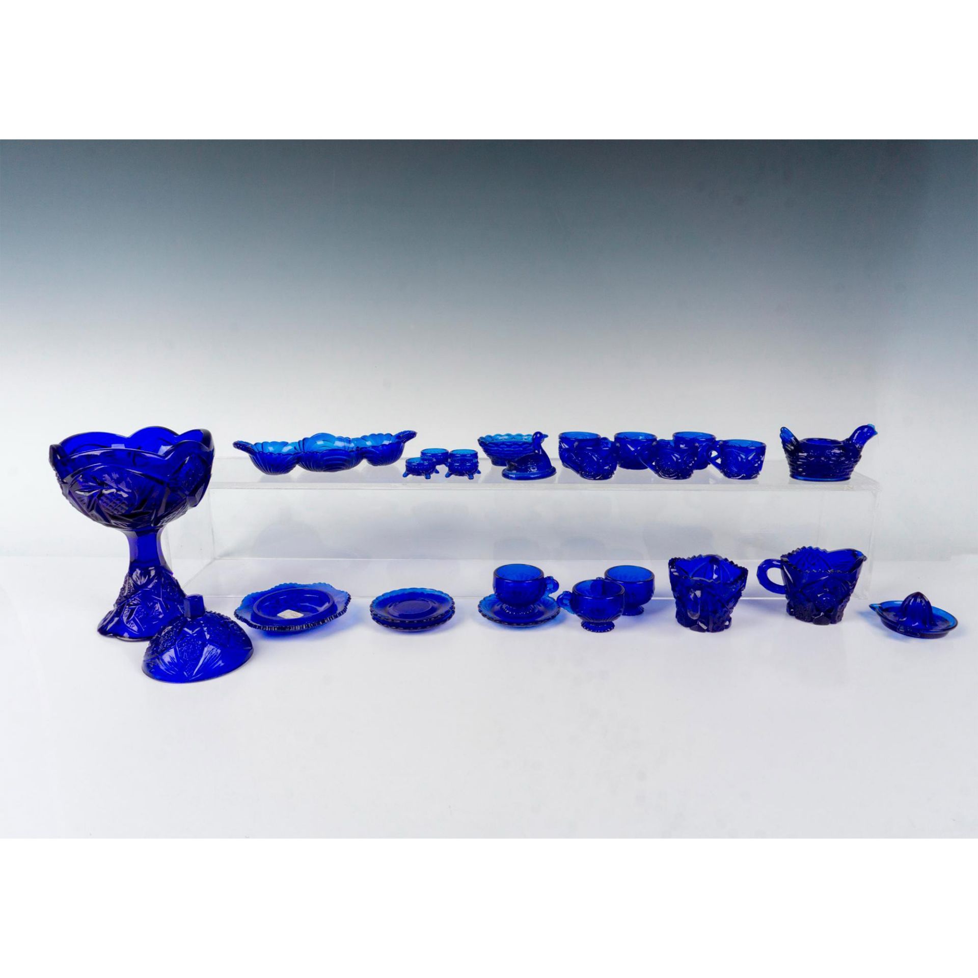 24pc Cobalt Blue Child's Glassware Grouping - Image 2 of 3