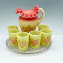 8pc Hand Painted Fenton Children's Burmese Glass Water Set