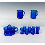 11pc Children's Water/Juice Glass Set Grouping, Cobalt Blue
