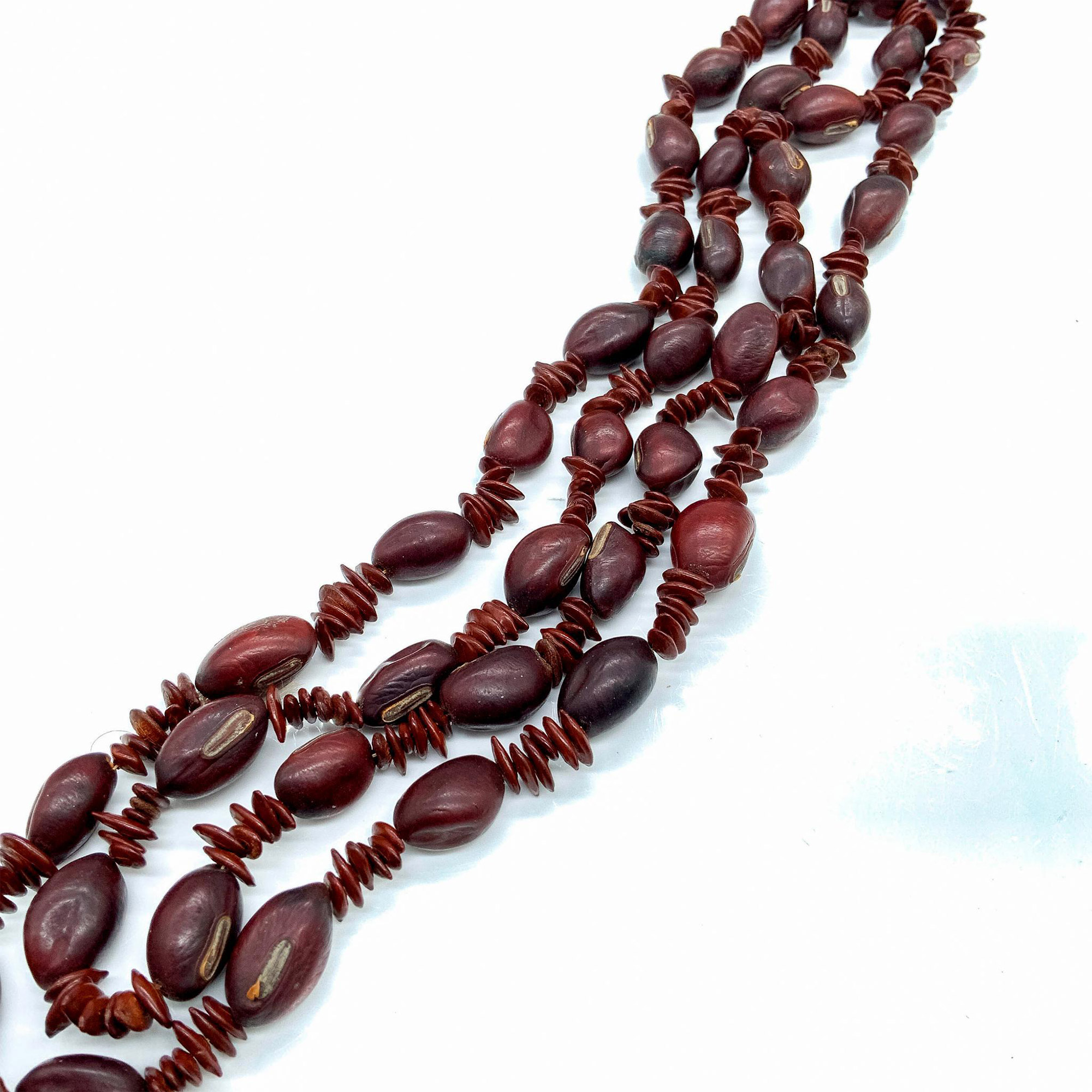 Tribal Long Brown Beaded Seed Necklace - Image 2 of 2