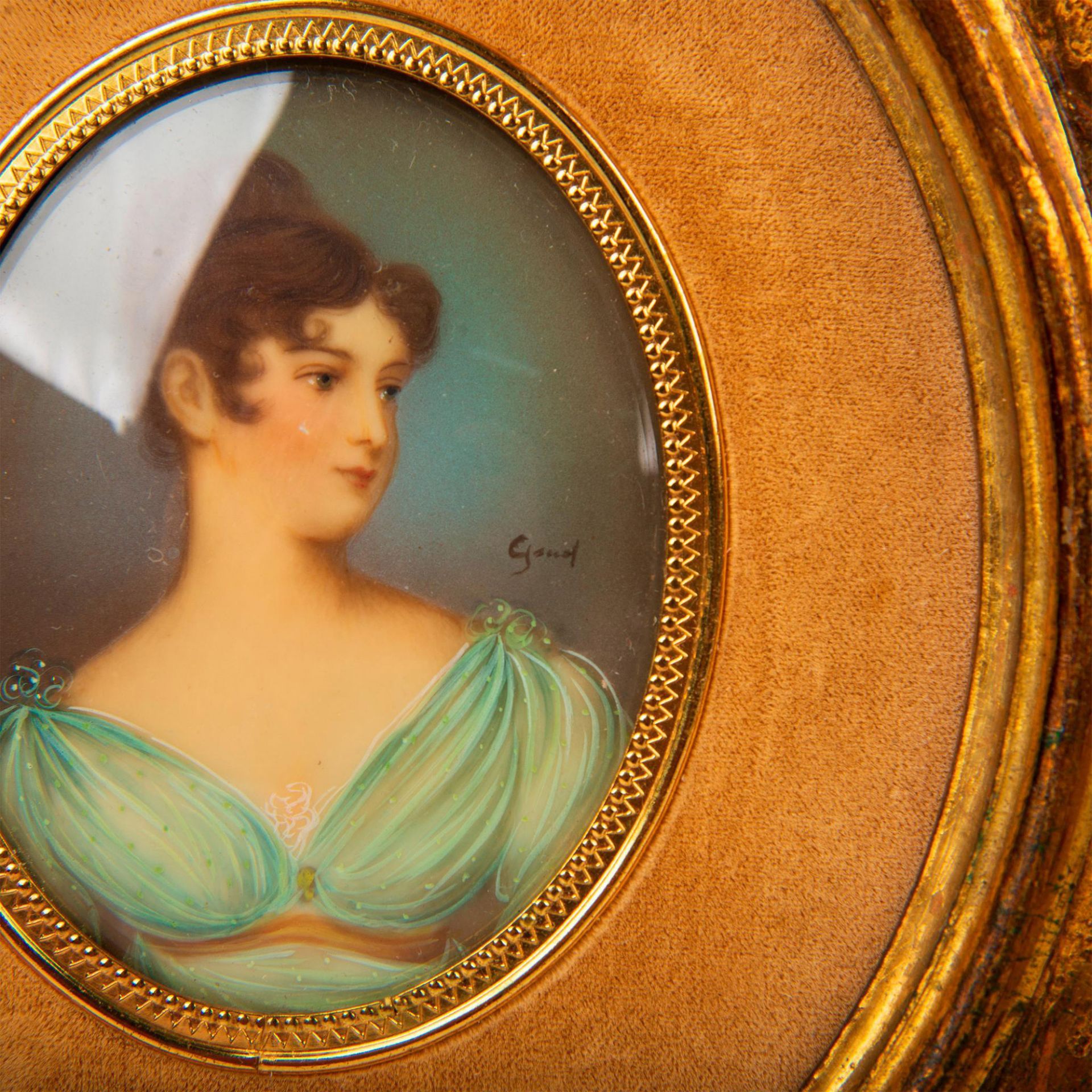 Pair of Antique Signed Framed Lady Portraits - Image 5 of 9
