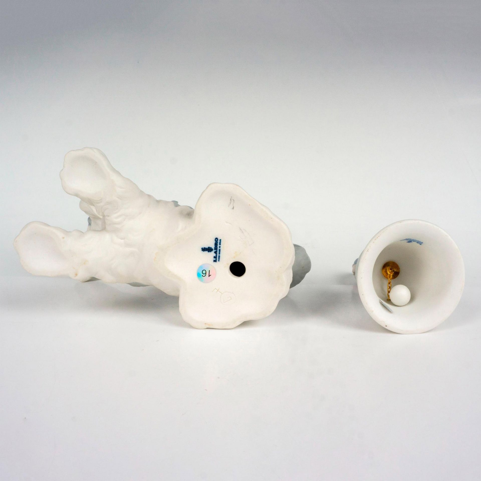 2pc Lladro Porcelain Dog Figurine + Bell - Image 3 of 3