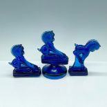 3pc Imperial Glass Cobalt Blue Horses