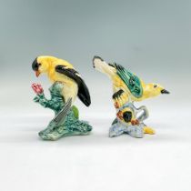 2pc Stangl Figurines, Crested Goldfinch + Yellow Warbler