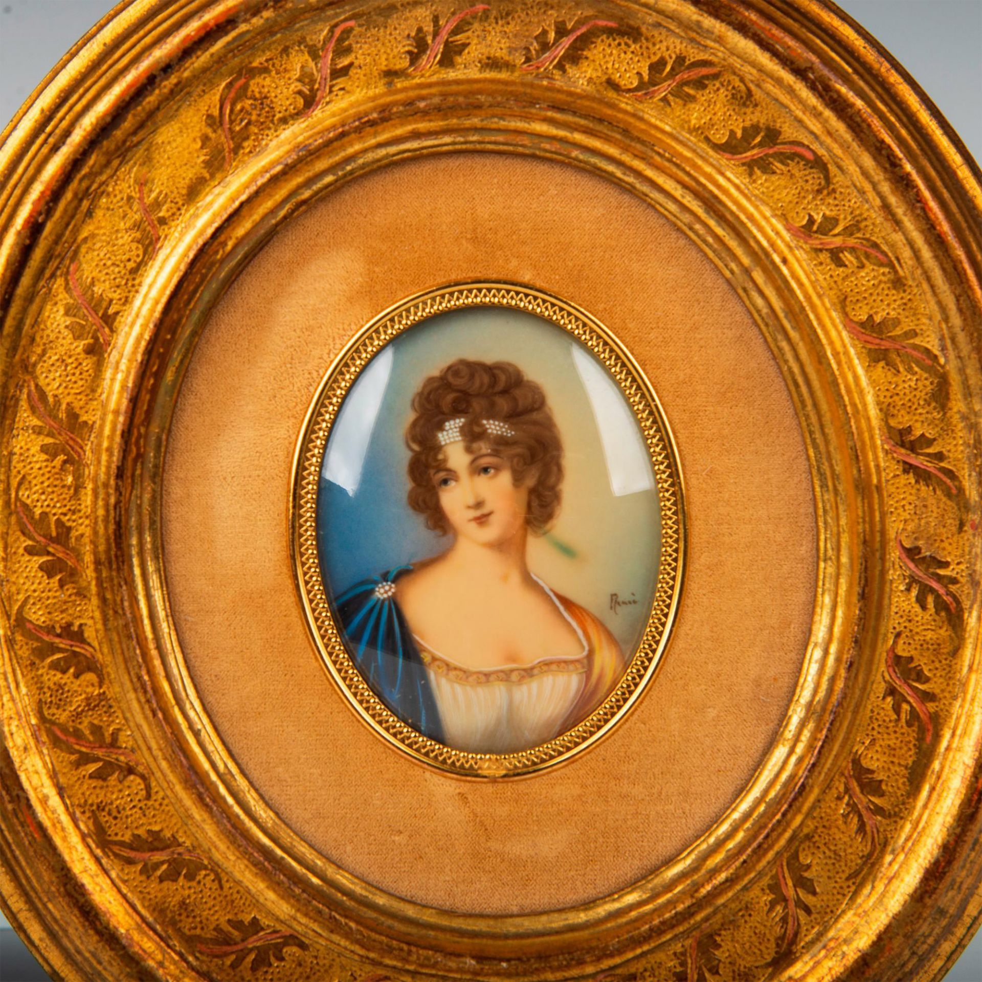 Pair of Antique Signed Framed Lady Portraits - Image 2 of 9