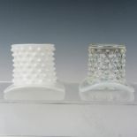 2pc Fenton Art Glass Top Hat Vases, Hobnail