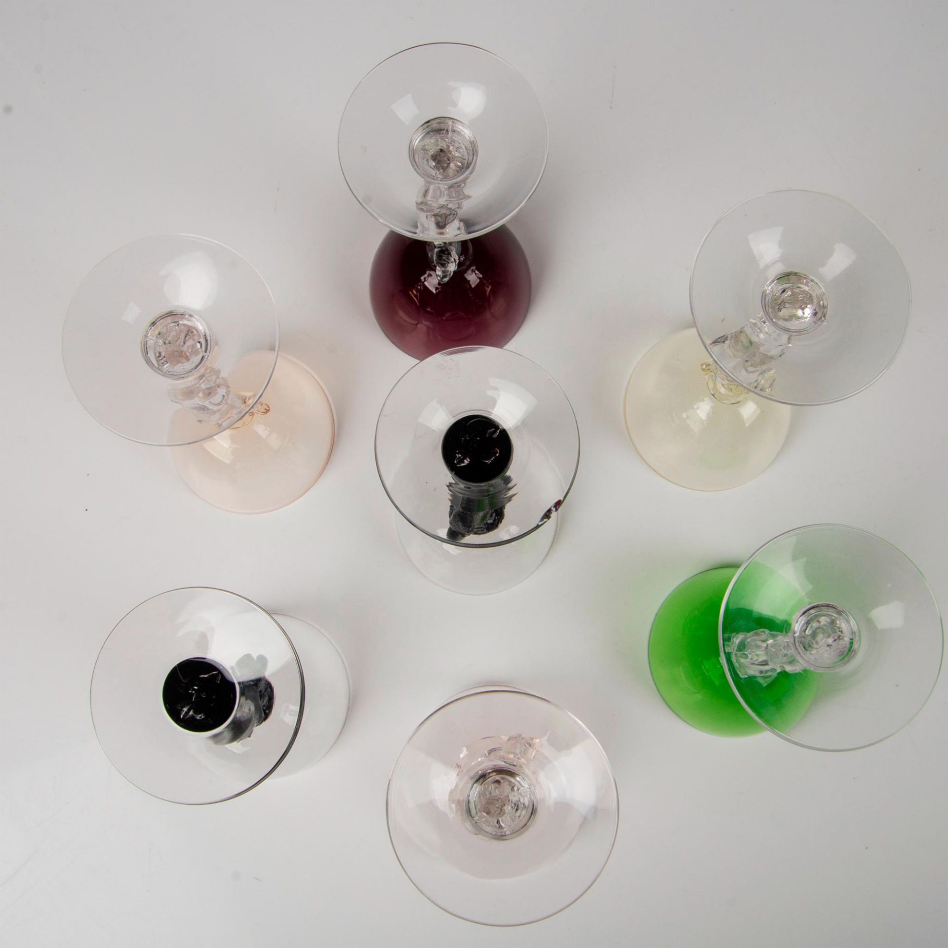 7pc Cambridge Crystal Liquor Cocktail Glasses, Nude Stem - Image 4 of 5