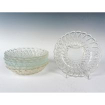 6pc Indiana Glass Pretzel Clear Coupe Soup Bowl Textured