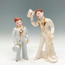 2pc Florence Ceramics Porcelain Figurines, Top Hat