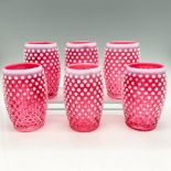 6pc Fenton Hobnail Glasses, Cranberry