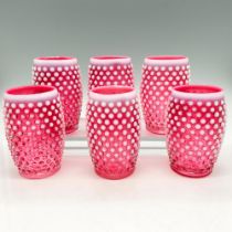 6pc Fenton Hobnail Glasses, Cranberry