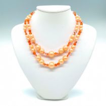 Cute Two Strand Orange Bead Necklace