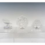 3pc Lalique Crystal Assorted Paperweights