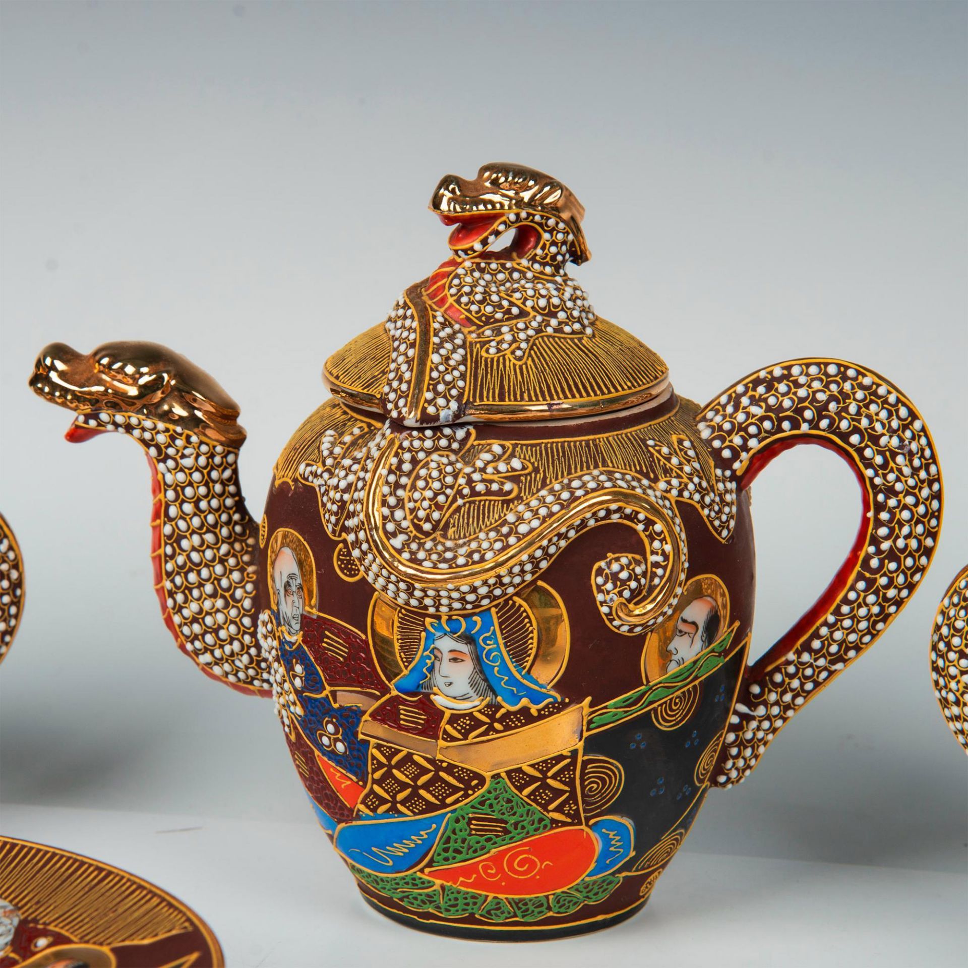 18pc Satsuma Japanese Dragon and Immortals Tea Set - Bild 3 aus 8