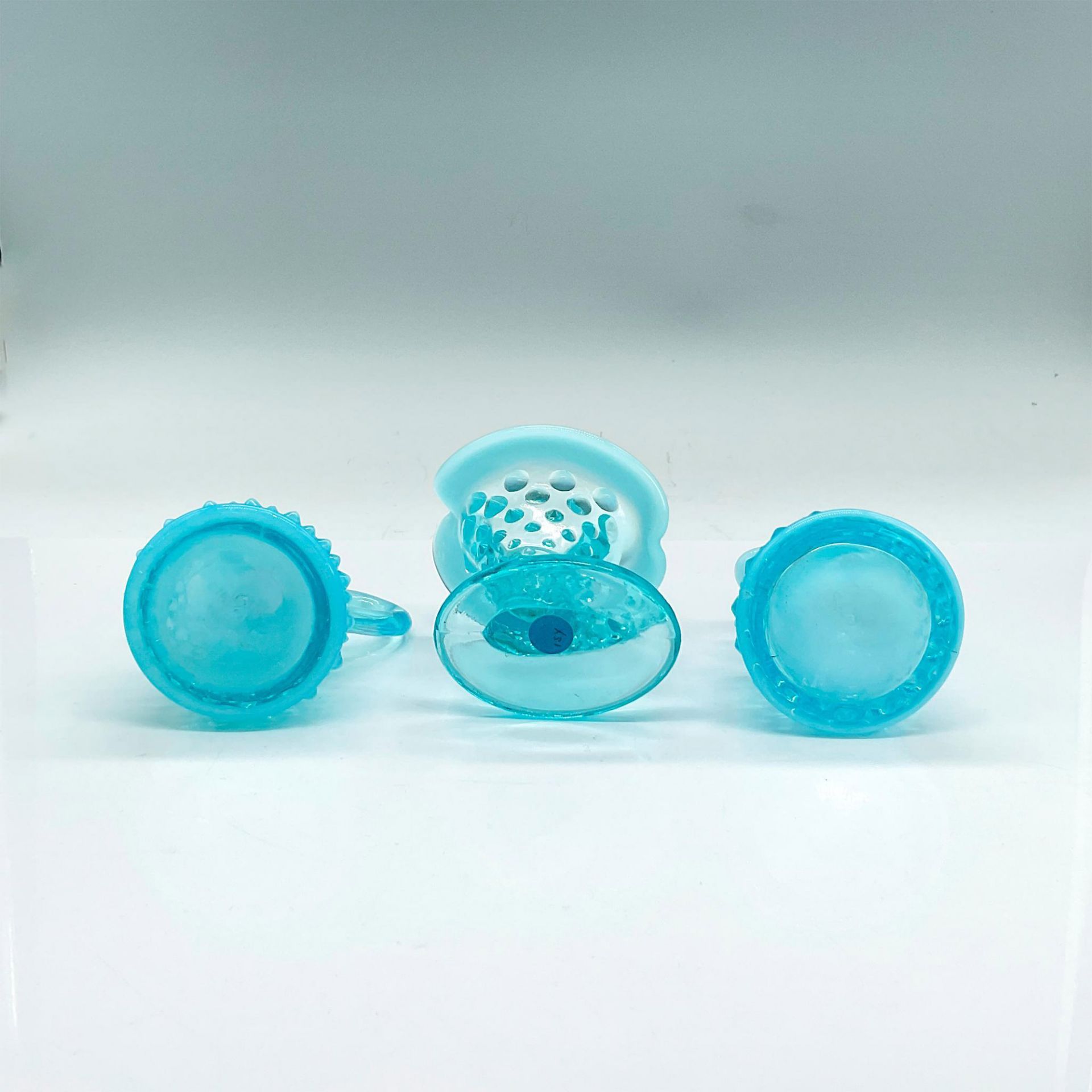 3pc Fenton Opalescent Glass Hobnail Cruet Decanters + Vase - Image 3 of 3