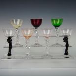 7pc Cambridge Crystal Liquor Cocktail Glasses, Nude Stem