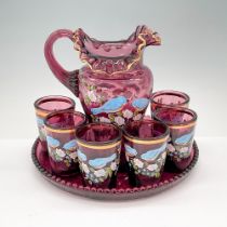 8pc Hand Painted Fenton Children's Glass & Pitcher Set