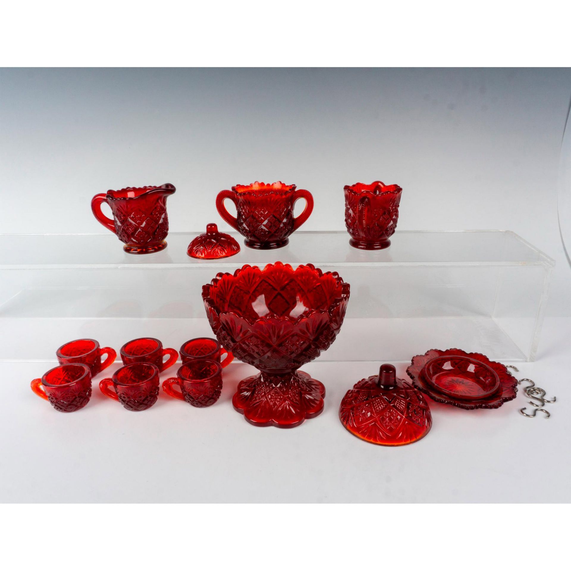 11pc Westmoreland Ruby Red Child's Dish Grouping - Image 2 of 3