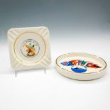2pc Vintage Porcelain Military Souvenir Ashtrays