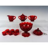 11pc Westmoreland Ruby Red Child's Dish Grouping