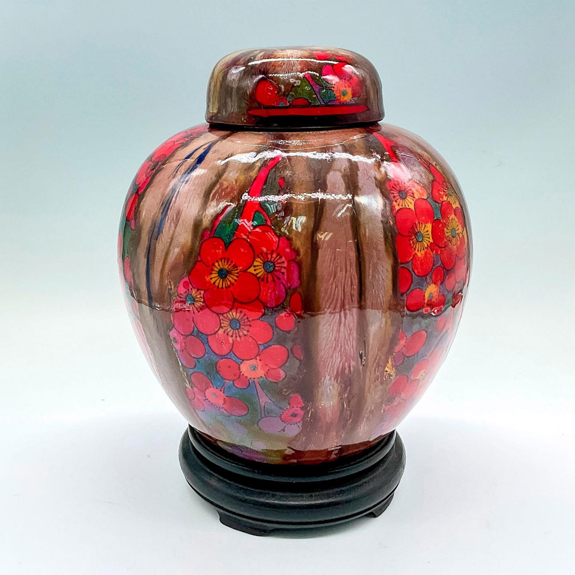 Royal Doulton Sung Ginger Jar by Harry Nixon, Red Flowers - Image 2 of 3